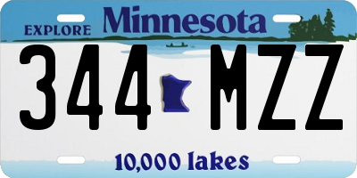 MN license plate 344MZZ