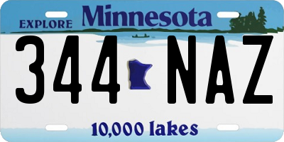 MN license plate 344NAZ