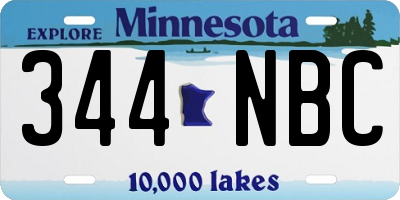 MN license plate 344NBC