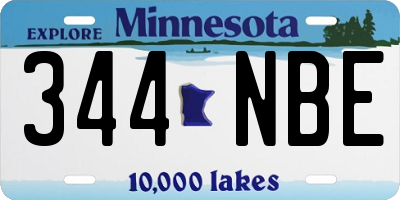 MN license plate 344NBE