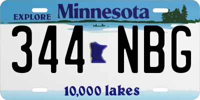 MN license plate 344NBG