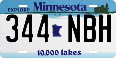 MN license plate 344NBH