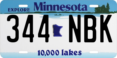 MN license plate 344NBK