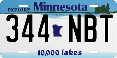 MN license plate 344NBT