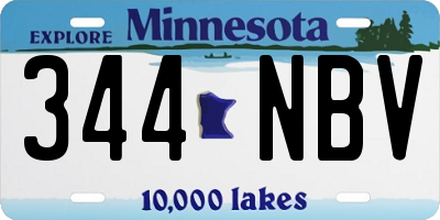 MN license plate 344NBV