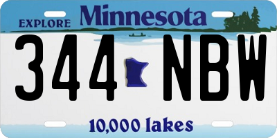 MN license plate 344NBW