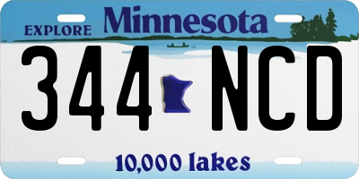 MN license plate 344NCD