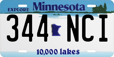 MN license plate 344NCI