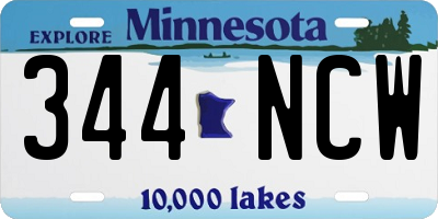 MN license plate 344NCW