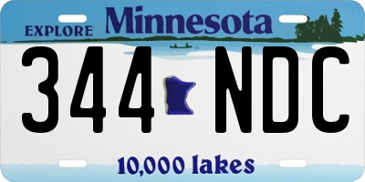 MN license plate 344NDC