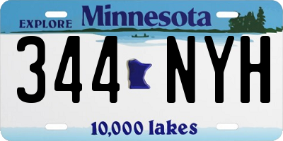 MN license plate 344NYH
