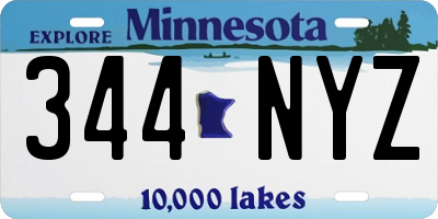 MN license plate 344NYZ