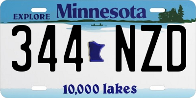 MN license plate 344NZD