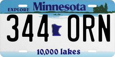 MN license plate 344ORN