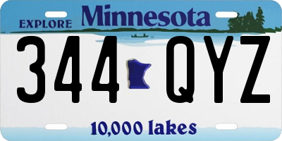 MN license plate 344QYZ