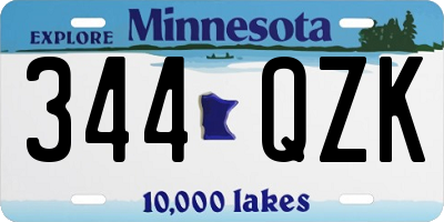 MN license plate 344QZK