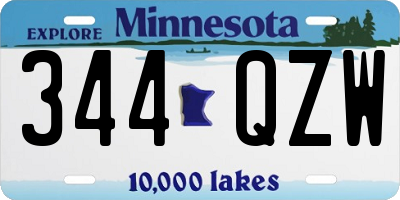 MN license plate 344QZW