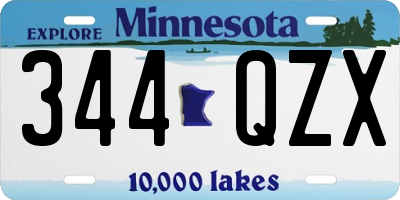 MN license plate 344QZX