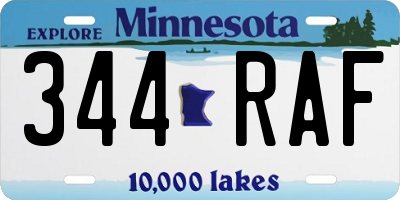 MN license plate 344RAF
