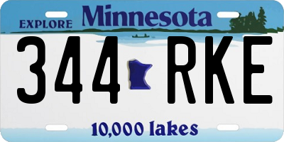 MN license plate 344RKE