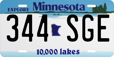 MN license plate 344SGE