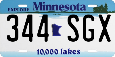 MN license plate 344SGX