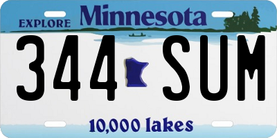 MN license plate 344SUM