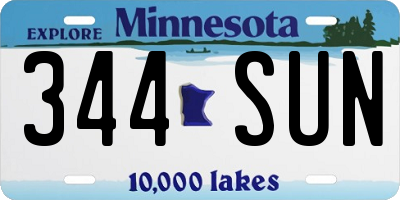 MN license plate 344SUN