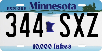 MN license plate 344SXZ