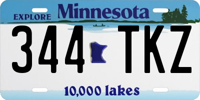 MN license plate 344TKZ