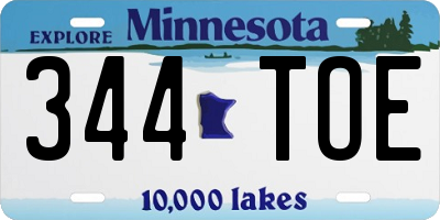 MN license plate 344TOE