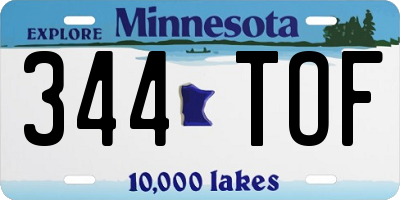 MN license plate 344TOF
