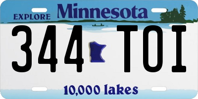 MN license plate 344TOI