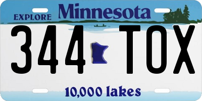 MN license plate 344TOX