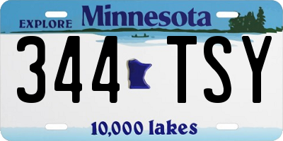 MN license plate 344TSY