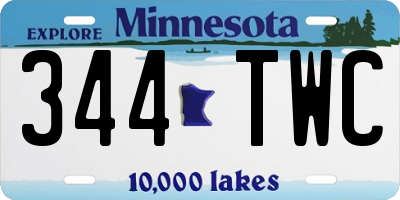 MN license plate 344TWC