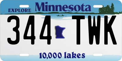 MN license plate 344TWK