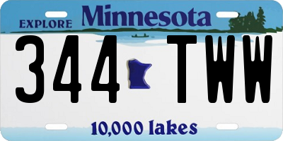 MN license plate 344TWW