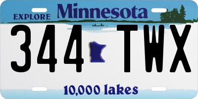 MN license plate 344TWX