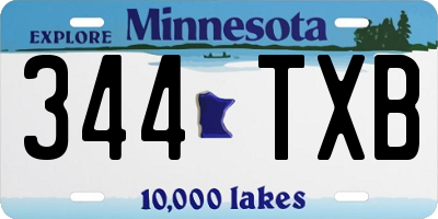 MN license plate 344TXB