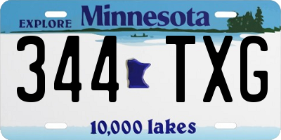 MN license plate 344TXG