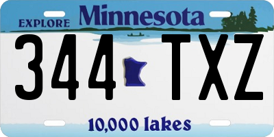 MN license plate 344TXZ