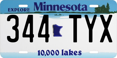MN license plate 344TYX