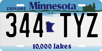 MN license plate 344TYZ