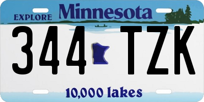 MN license plate 344TZK