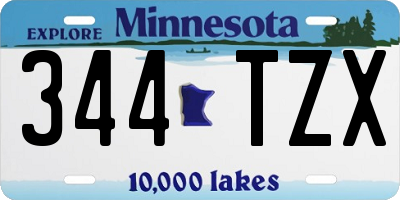MN license plate 344TZX