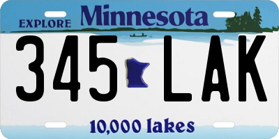 MN license plate 345LAK