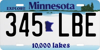 MN license plate 345LBE