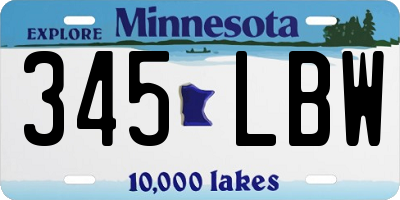 MN license plate 345LBW