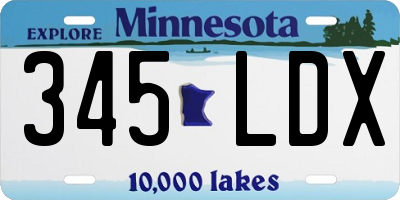 MN license plate 345LDX
